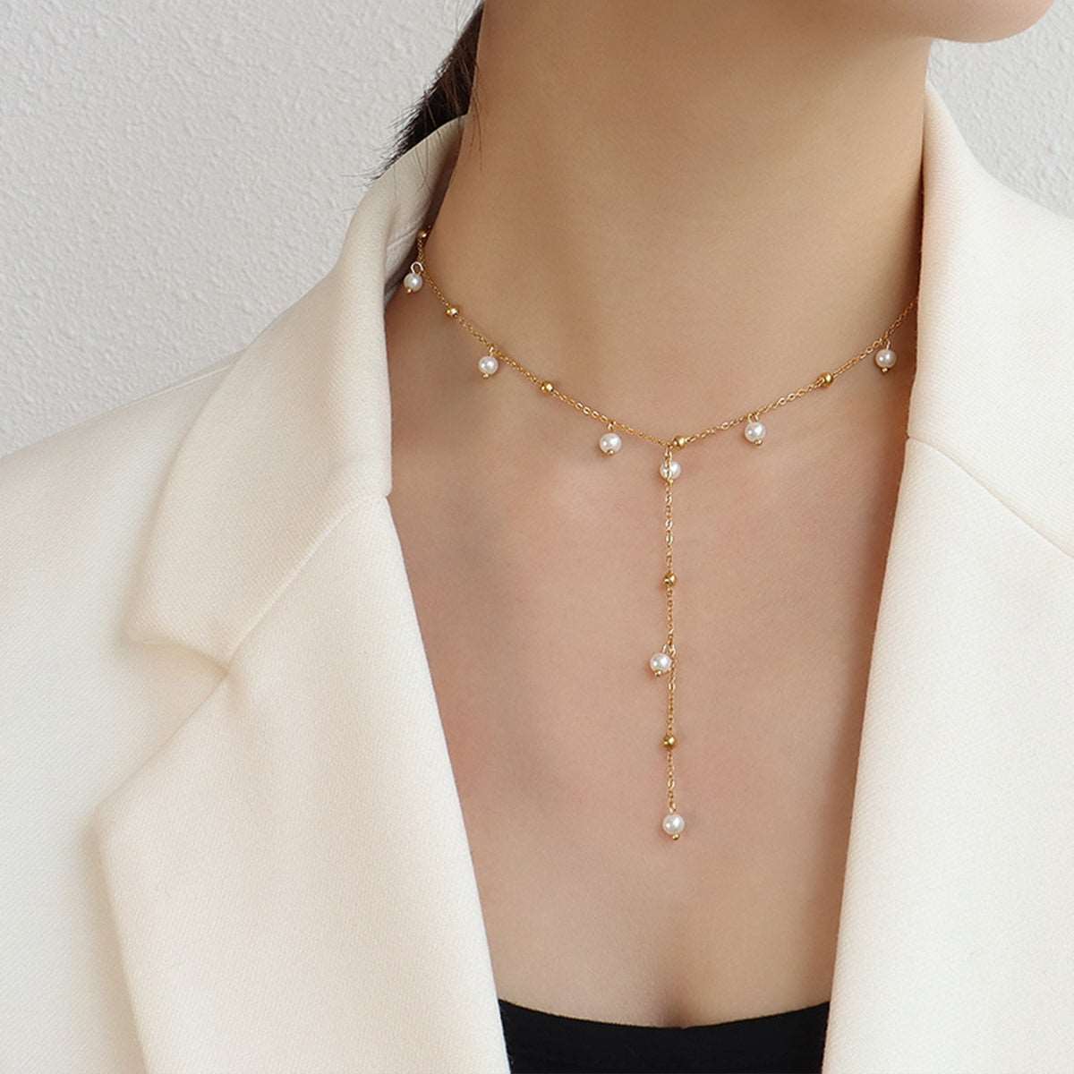 18K Gold-Plated Pearl Drop Necklace Jewelry