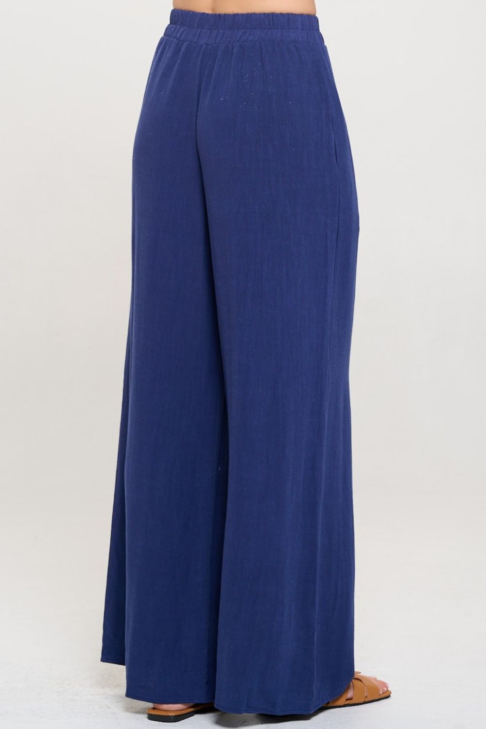 RENEE C Linen Wide Leg Pants with Pockets Bottom wear