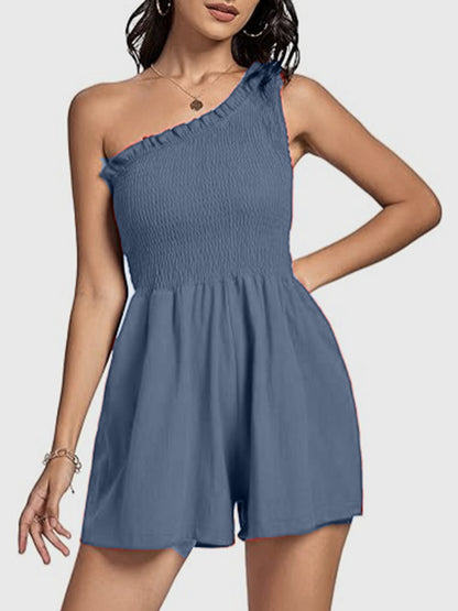 Smocked Single Shoulder Romper Bottom wear