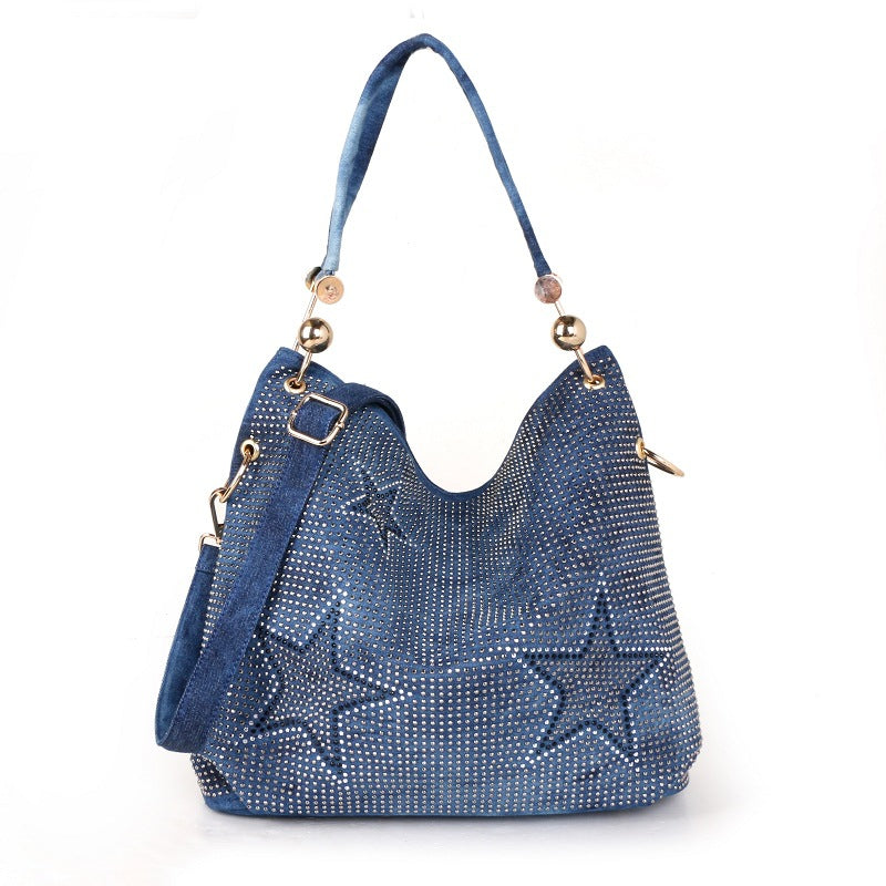 Fashion One-shoulder Messenger Portable Bucket Bag Denim Canvas apparel & accessories