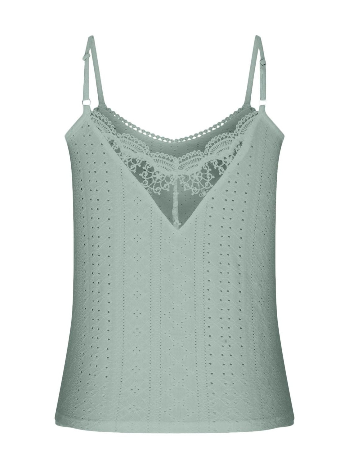 Eyelet Lace Detail V-Neck Cami Dresses & Tops