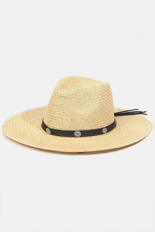 Fame Belt Strap Straw Hat apparel & accessories