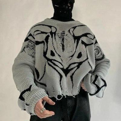 Eco Tree Printed Ripped Sweater Winter clothes for men