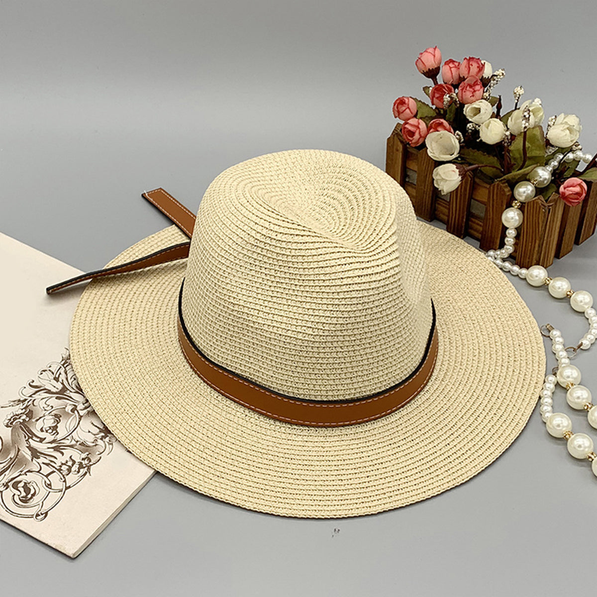 Wide Brim Paper Braided Hat Accessories for women