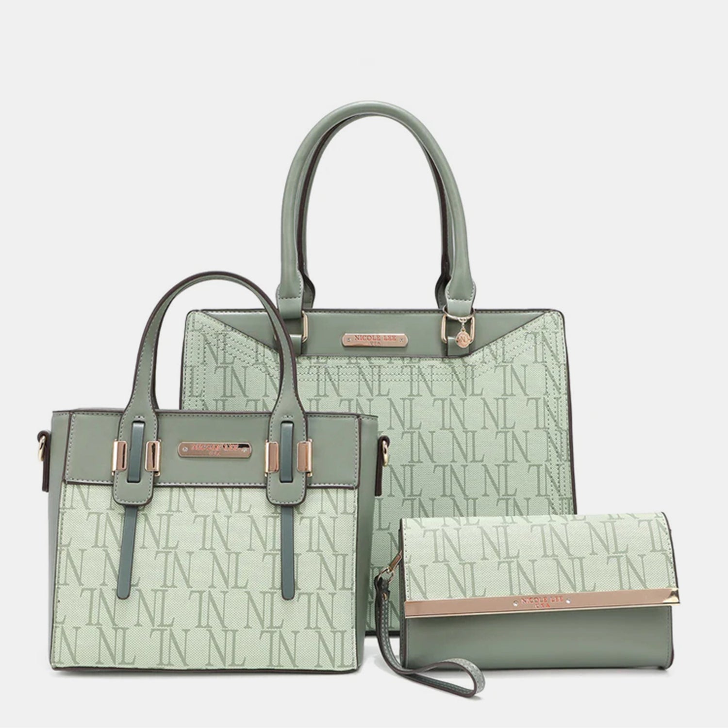 Nicole Lee USA 3-Piece Letter Print Texture Handbag Set apparel & accessories