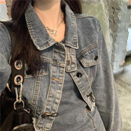 Women's Fashion Simple Denim Jacket Skirt Set apparel & accessories