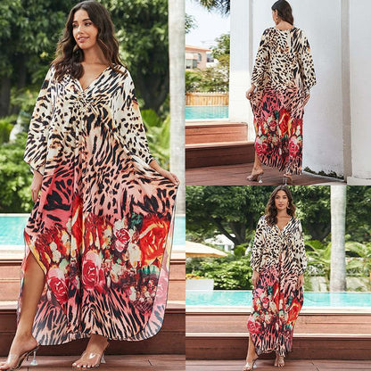 European And American Printed Chest Woven Beach Cover-up apparel & accessories