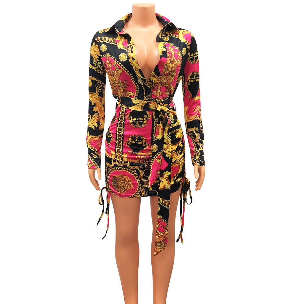 Fashion Sexy Digital Print Pleated Dress apparel & accessories