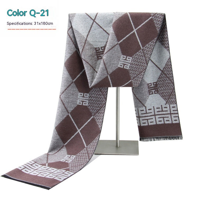 Men's Striped Winter Warm Artificial Cashmere Scarf Men's Scarves