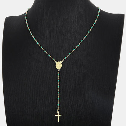 Stainless Steel Beaded Cross Necklace apparel & accessories