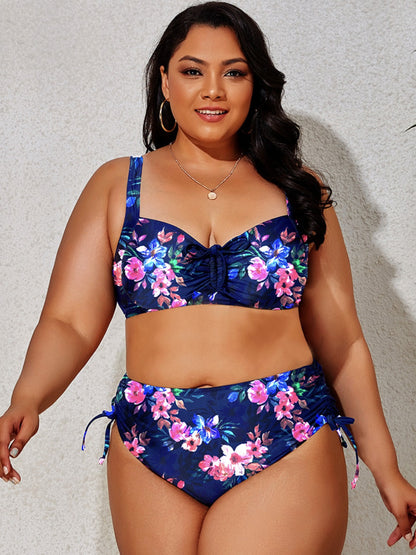 Plus Size Printed Wide Strap Two-Piece Swim Set apparel & accessories