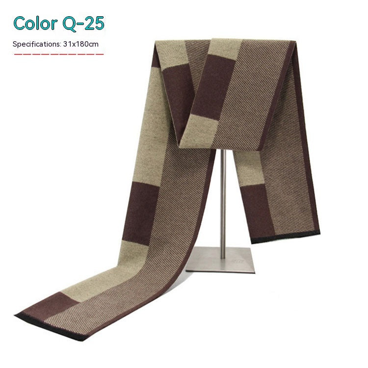 Men's Striped Winter Warm Artificial Cashmere Scarf Men's Scarves