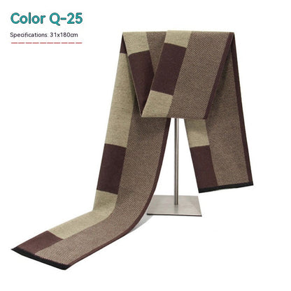 Men's Striped Winter Warm Artificial Cashmere Scarf Men's Scarves