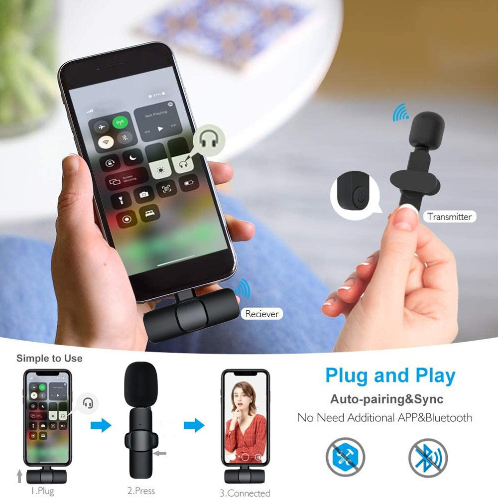 Wireless Lavalier Microphone Portable Audio Video Recording Mini Mic For I Phone Android Long Battery Life Live Broadcast Gaming Gadgets