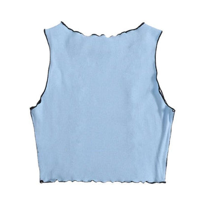 European Short Summer Knitted Vest Women Dresses & Tops