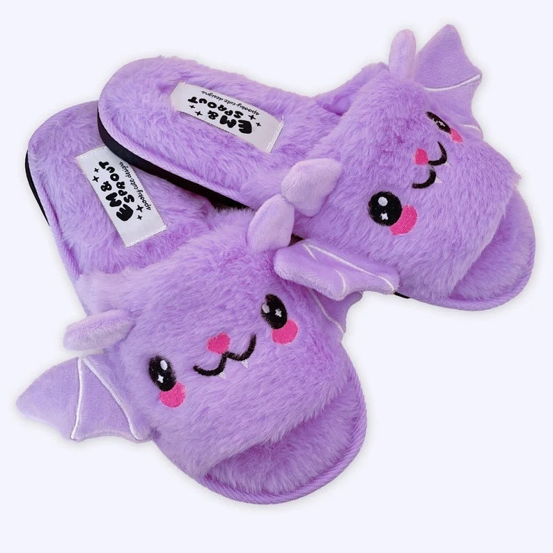 Women's Large Size Halloween Plush Bat Slippers halloween