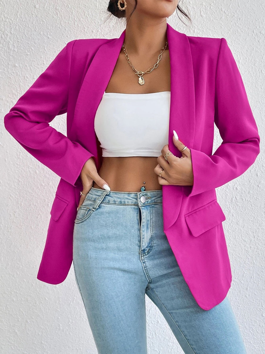 Shawl Collar Long Sleeve Blazer Accessories for women