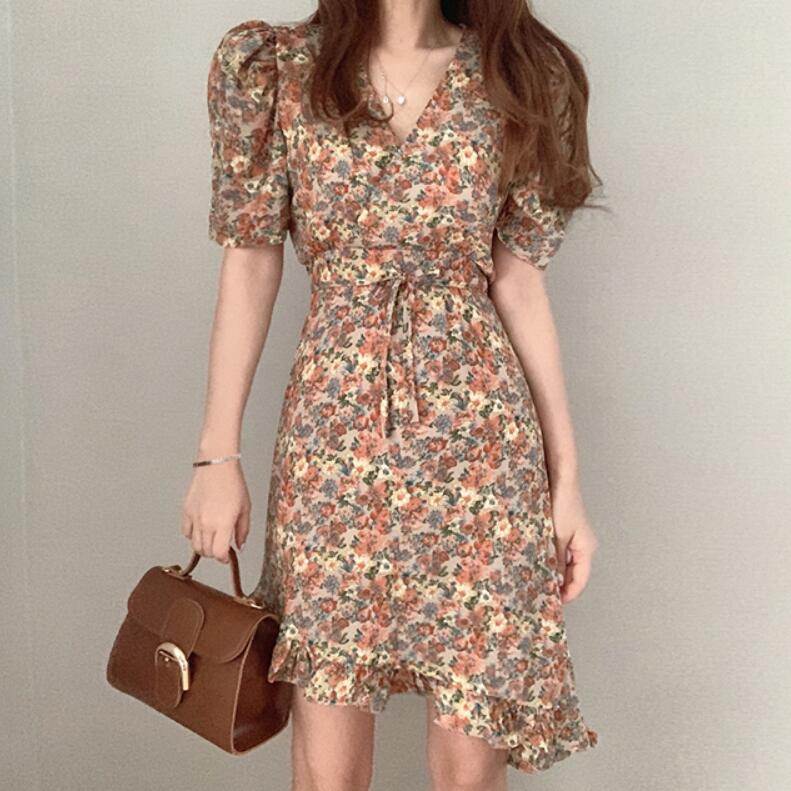 Short Sleeve Floral Dress Summer Fashion Temperament apparels & accessories