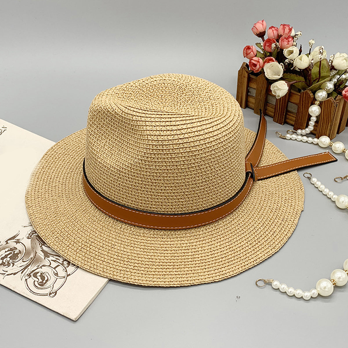 Wide Brim Paper Braided Hat Accessories for women