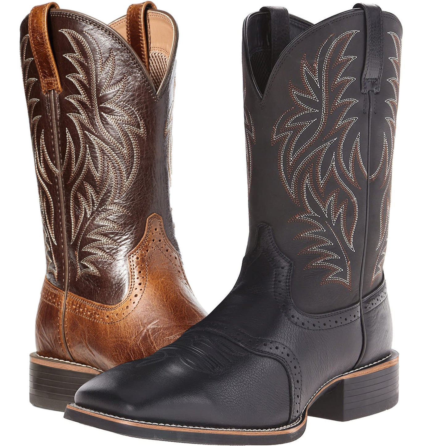 High Embroidery Vintage Carved Stitching Wide Head Western Cowboy Boot Plus Size Shoes & Bags
