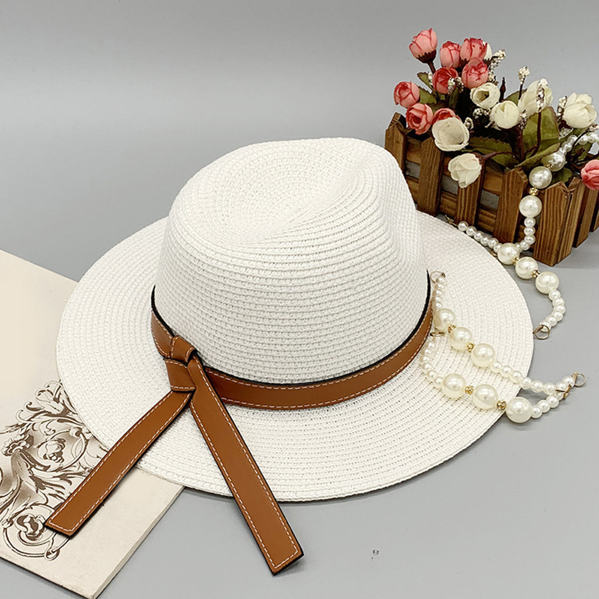 Wide Brim Paper Braided Hat Accessories for women