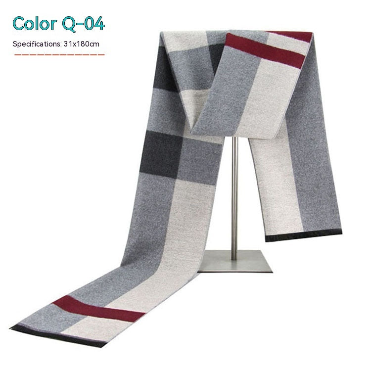 Men's Striped Winter Warm Artificial Cashmere Scarf Men's Scarves