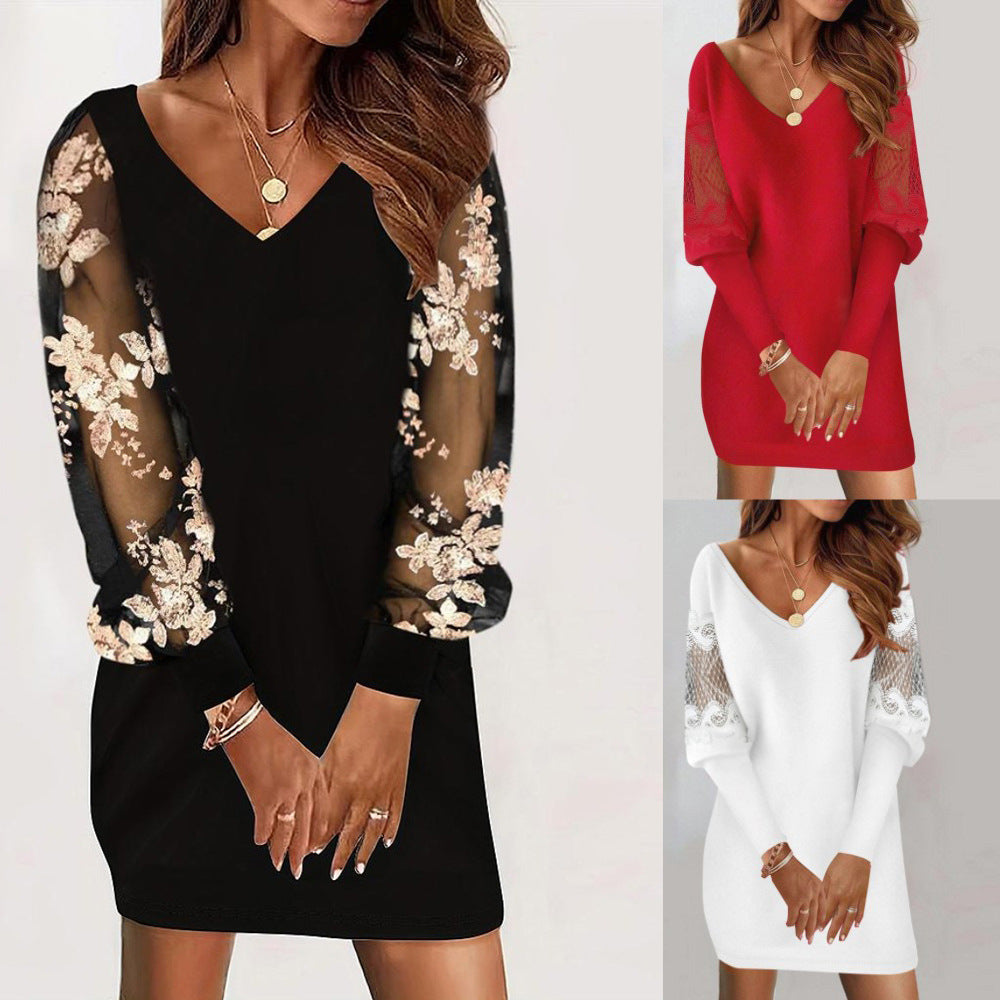 Long-sleeved V-neck Dress apparel & accessories