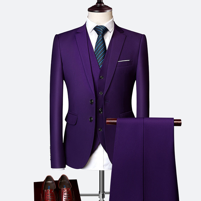 Men's Suit Three-piece Suit British Slim-fitting Wedding Dress Multicolor Plus Size apparels & accessories