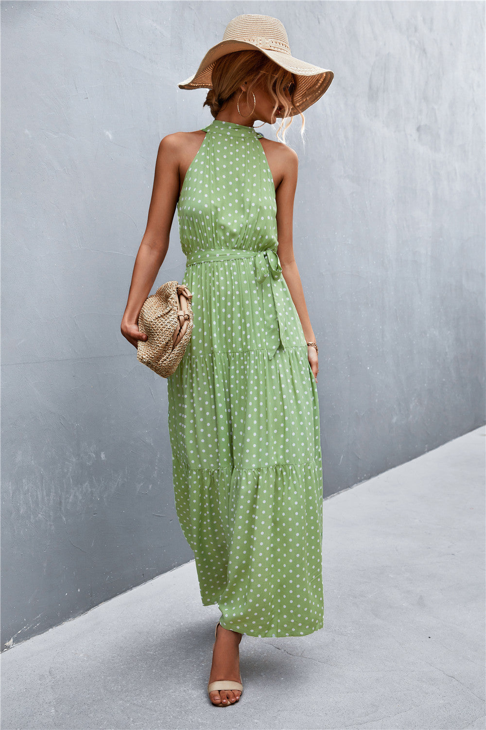 Printed Sleeveless Tie Waist Maxi Dress apparel & accessories