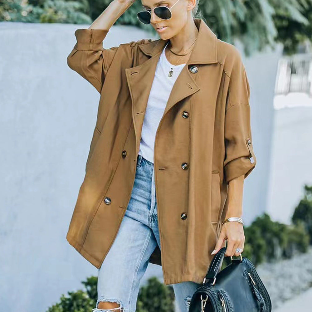 Medium Long Loose Casual Trench Coat apparels & accessories