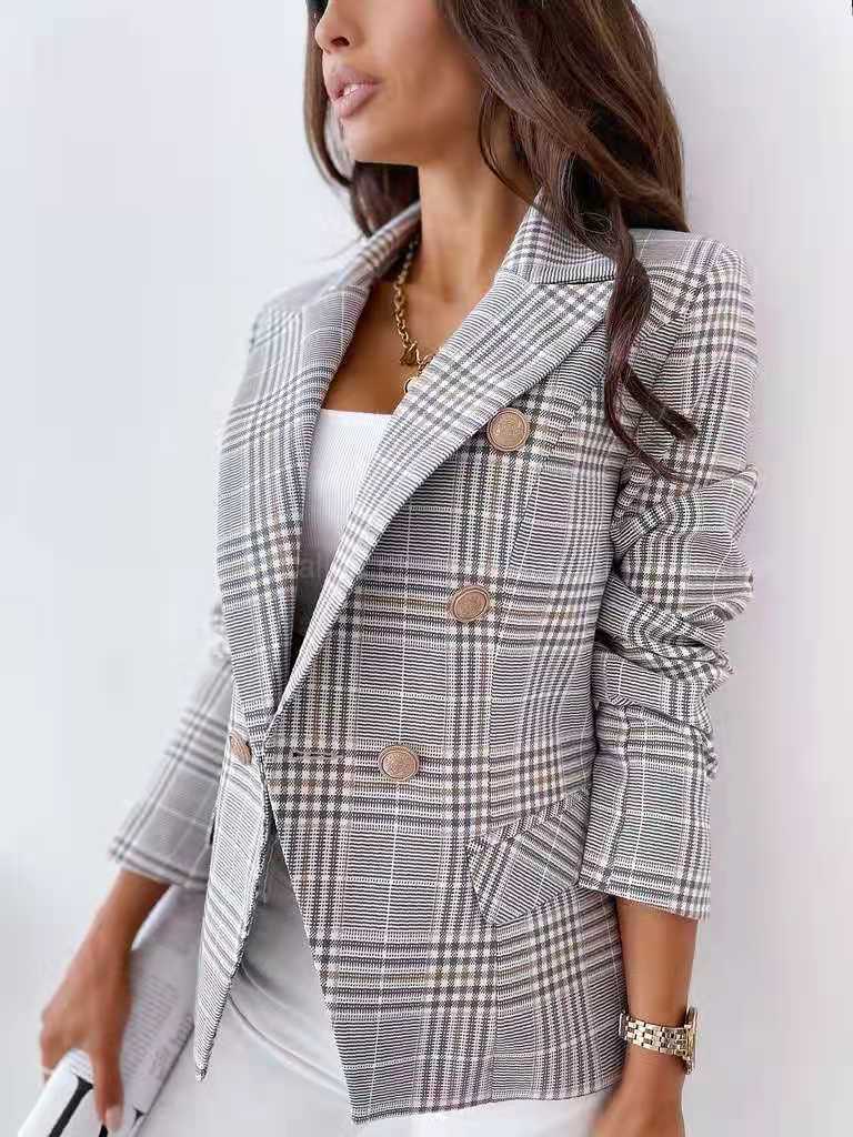 Women's Professional Slim Plaid Suit Jacket apparel & accessories