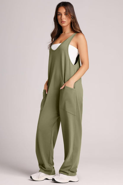 Wide Strap Jumpsuit with Pockets Bottom wear