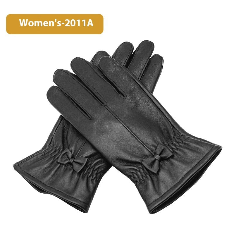 Autumn And Winter Women's Leather Gloves Fleece-lined Thick Windproof Warm Touch Screen Sheepskin apparels & accessories