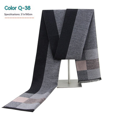 Men's Striped Winter Warm Artificial Cashmere Scarf Men's Scarves