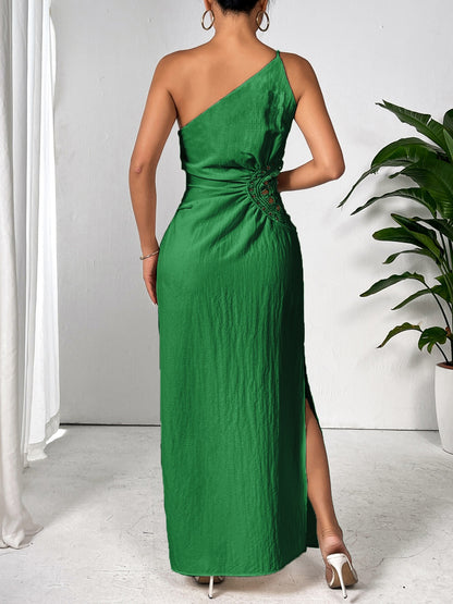 Slit One Shoulder Sleeveless Maxi Dress Dresses & Tops