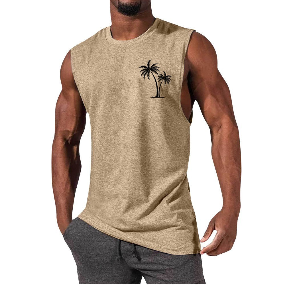 Coconut Tree Embroidery Vest Summer Beach Tank Tops T-Shirts & hoodies