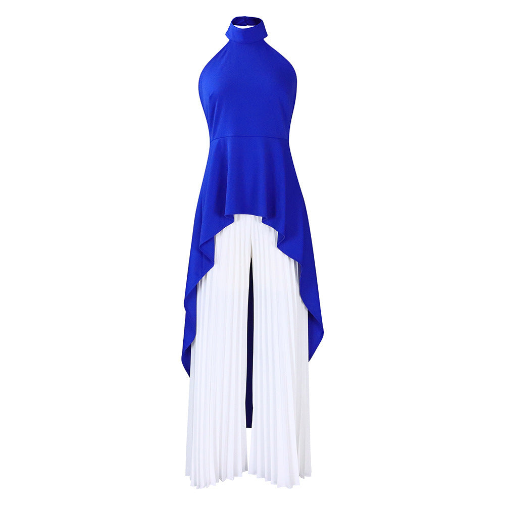 Fashion Casual Set Summer Socialite Private Wear Backless Top Pleated Wide-leg Trousers apparel & accessories