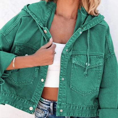 Hooded Dropped Shoulder Denim Jacket apparel & accessories