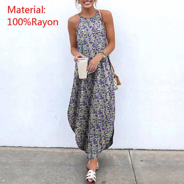 Sexy Sleeveless Print Maxi Dress apparel & accessories