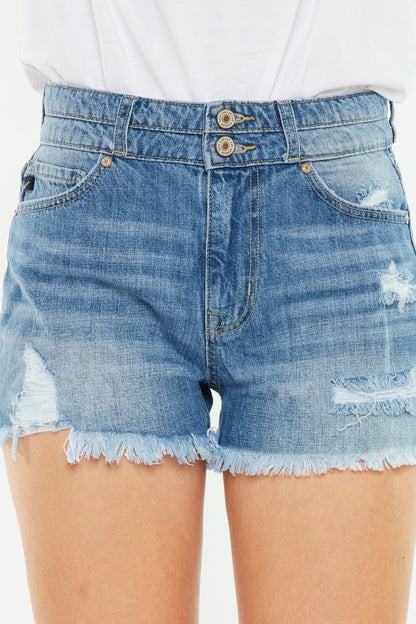 Kancan Full Size High Rise Raw Hem Denim Shorts Bottom wear