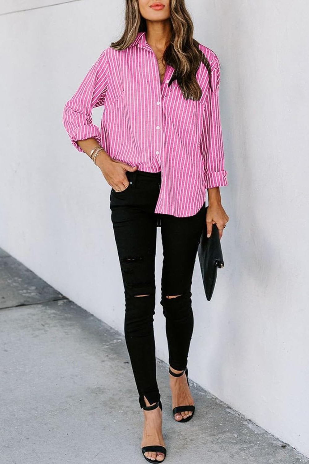 Striped Button Up Long Sleeve Shirt apparel & accessories