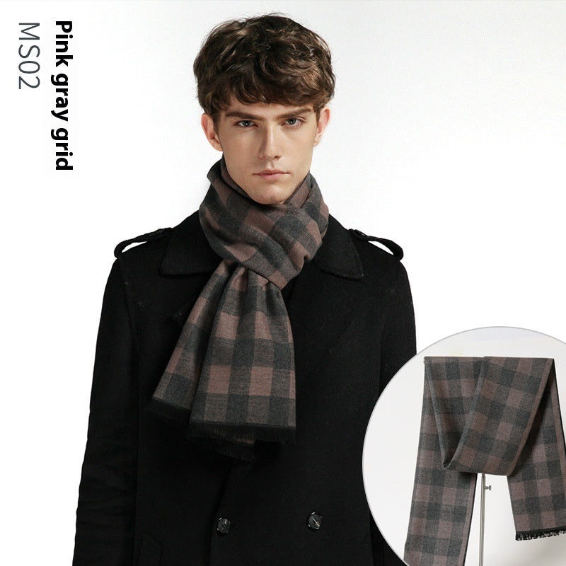 Simple Plaid Warm Keeping Artificial Cashmere Scarf Men's Scarves