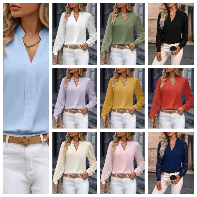 Early Autumn V-neck Lace Long-sleeved Shirt apparels & accessories