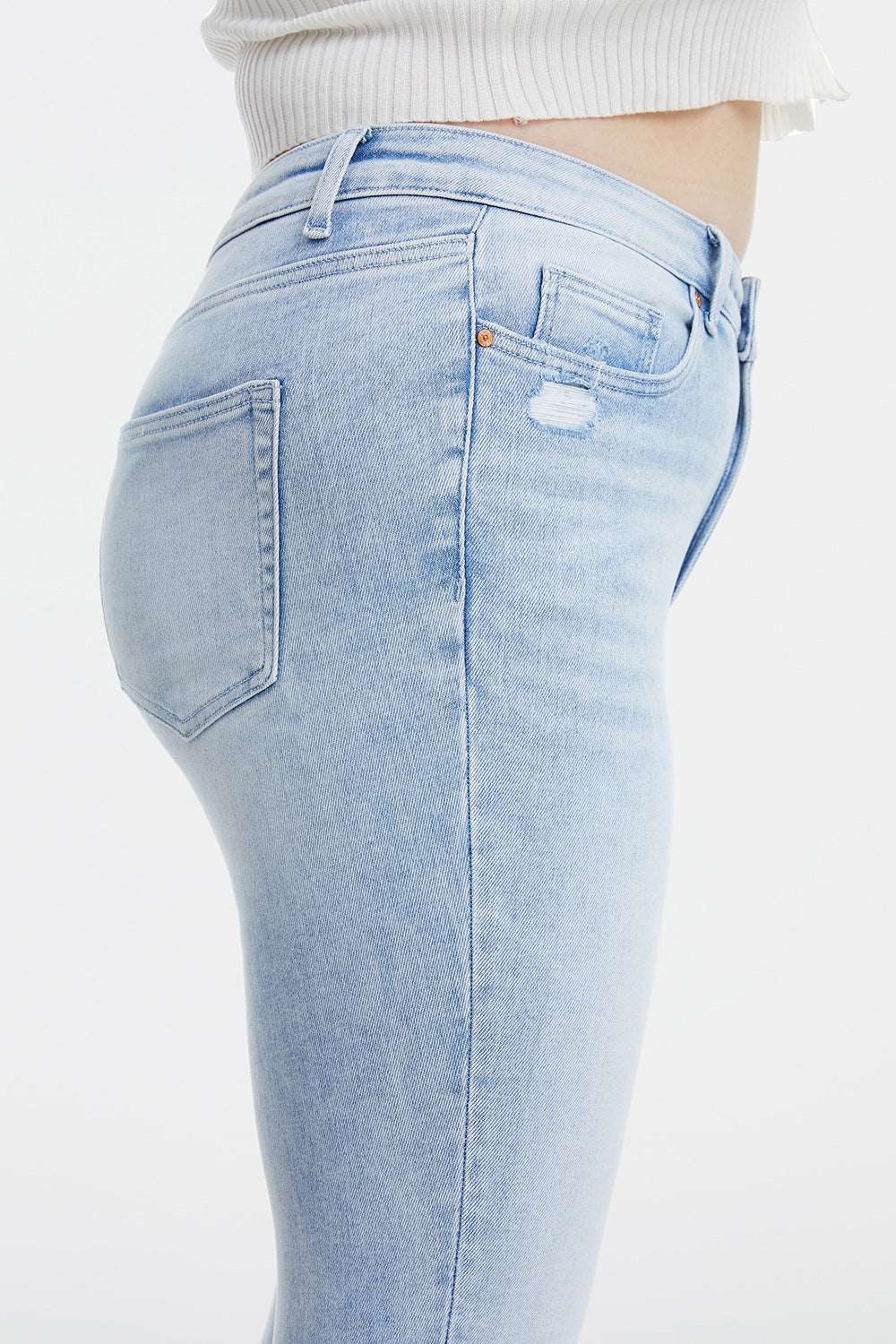 BAYEAS Full Size High Waist Raw Hem Washed Straight Jeans apparel & accessories