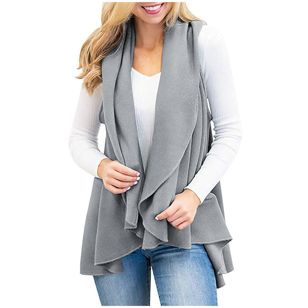 Fashionable Sleeveless Solid Color Cashmere Vest Women apparel & accessories