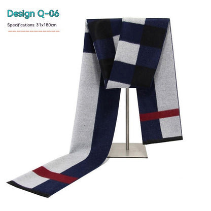 Men's Striped Winter Warm Artificial Cashmere Scarf Men's Scarves