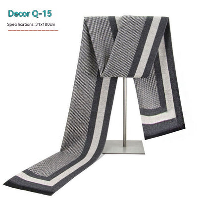 Men's Striped Winter Warm Artificial Cashmere Scarf Men's Scarves