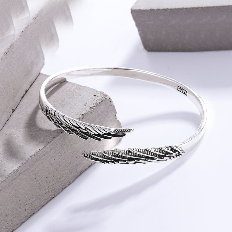 Feather Silver Plated Angel Wings Bracelet Jewelry