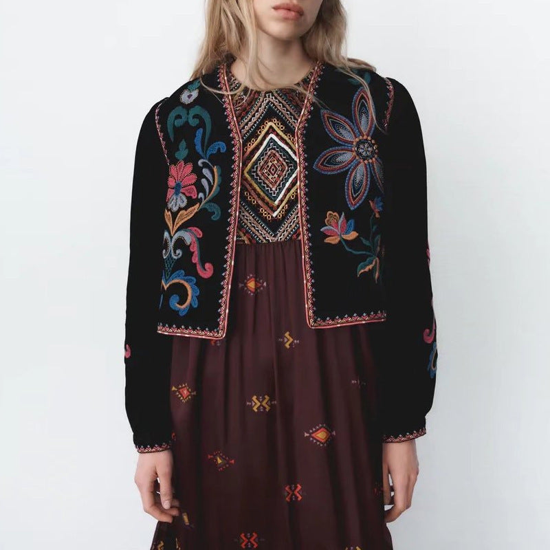 Women's Velvet Embroidered Short Coat Cardigan apparels & accessories