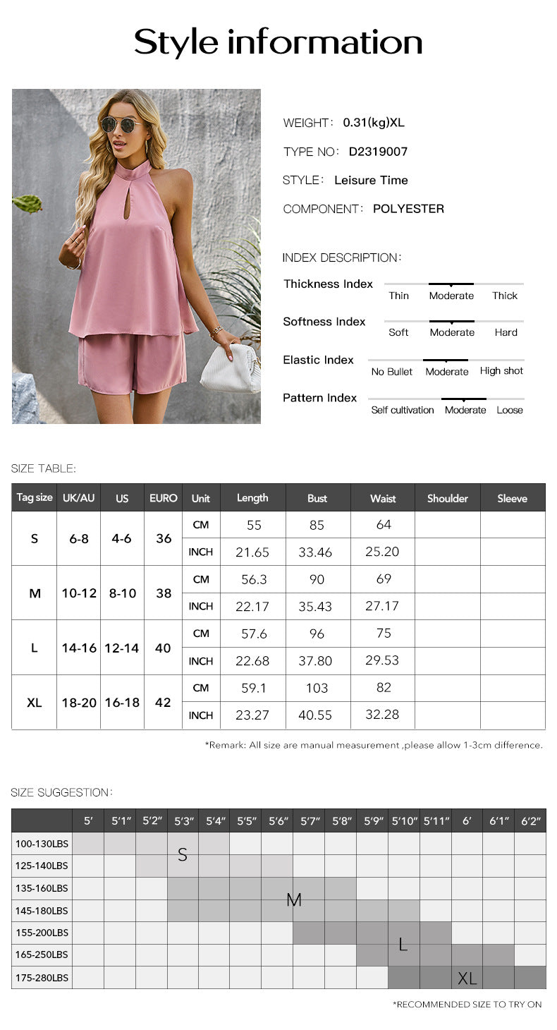 European And American Fashion Suit Summer Elegance Sleeveless Top Shorts Two-piece Set apparel & accessories